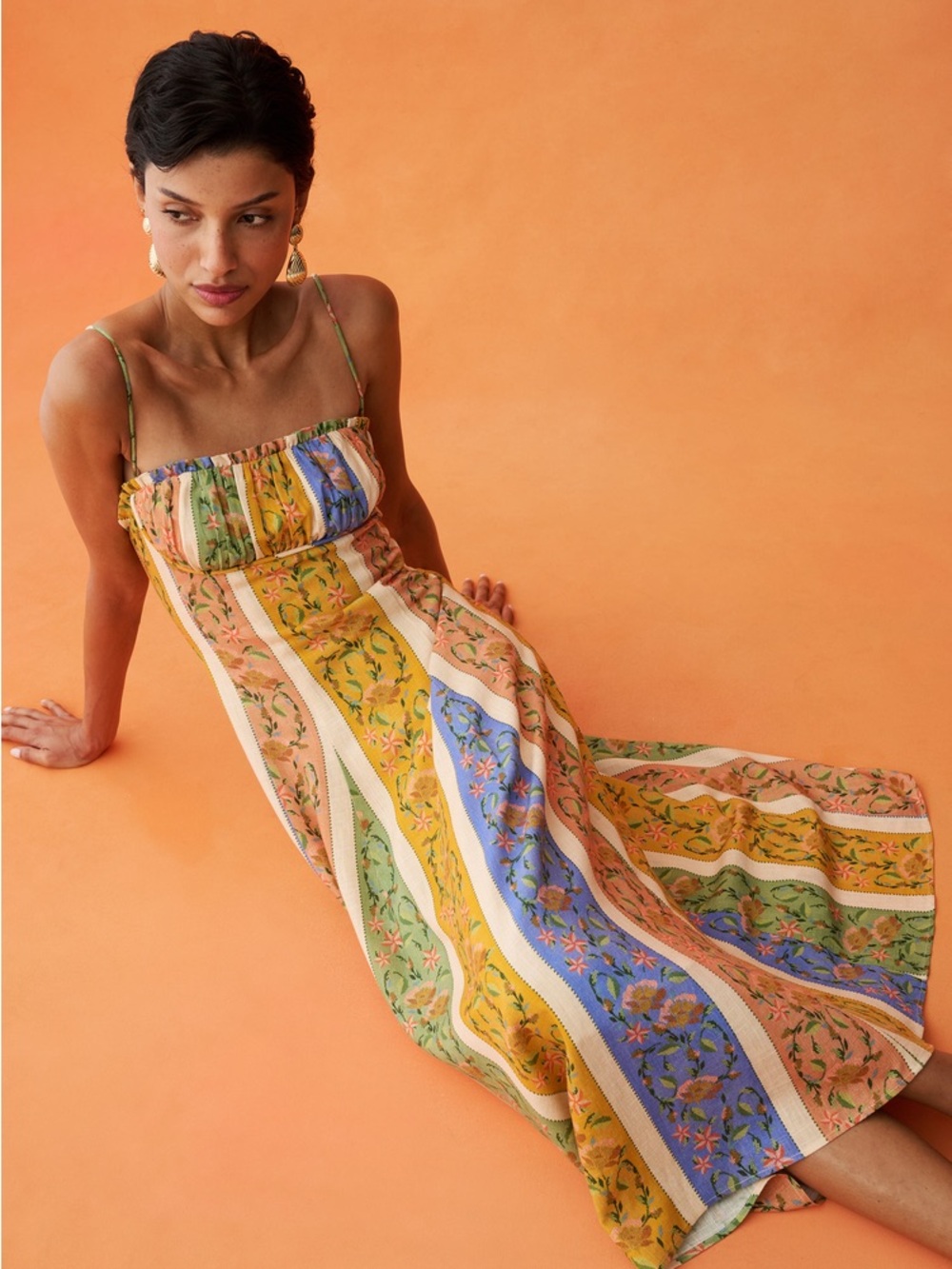 Few Moda Rainy Brazilian Inspired Midi Dress Spaghetti Straps and Pockets Size 6